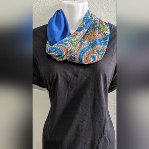 Infinity Scarf Blue Paisley Handcrafted